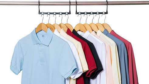 iYourHouse Space Saving Hangers Magic Hangers 10 Pack, Sturdy Plastic Space Saver Hangers for Heavy Clothes, Hanger Organizer for Dorms Apartments Small Closet (Black)