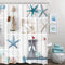 Nautical Shower Curtain, Marine Sail Boat Beach Starfish Shell Sea Life Shower Curtain with 12 Hooks, Waterproof Shower Curtain (White Blue #1, 70" L — 69" W)