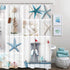 Nautical Shower Curtain, Marine Sail Boat Beach Starfish Shell Sea Life Shower Curtain with 12 Hooks, Waterproof Shower Curtain (White Blue #1, 70" L — 69" W)