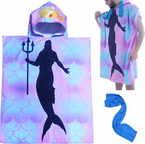 ComicalBubble Mermaid Kids Girls Bath Set,Swim Pool for Kids Adults,Beach Hooded Poncho Towel for Women,Super Soft, Absorbent Microfibers (Adult (Men))