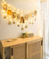 Mkono Hanging Photo Display with String Lights Gold Stars Garland Picture Frame Collage with 25 Wood Clips Wall Art Decoration for Home Office Nursery Bedroom Dorm Card Display