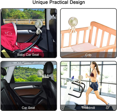 HomeLifairy Stroller Fan 2600mAh Battery Fan Clip On Fan Rechargeable Handheld Personal Portable Fan Car Seat Fan for Baby Small Desk USB Mini Fan for Stroller Accessories Crib Car Rides