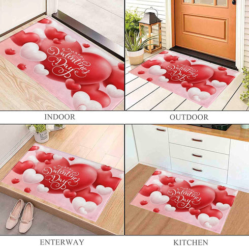 Valentine's Day Love Door Mat Machine Washable Indoor Or Outdoor for Living Room Bedroom Dining Kitchen Or Entryway Mat Non Skid Area Carpet, 17.7" X 29.5"