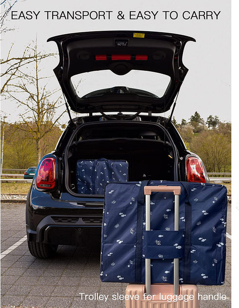 CHYUANX Moving Bags heavy duty extra large , Storage Bags Organizer with Strong Handles Wrap Around and Durable Zippers for Clothing Blanket Storage bags, Waterproof Foldable Carrying Moving Tote bags ,Dorm Room Moving Supplies, Space Saver Bags( 105L,2 P