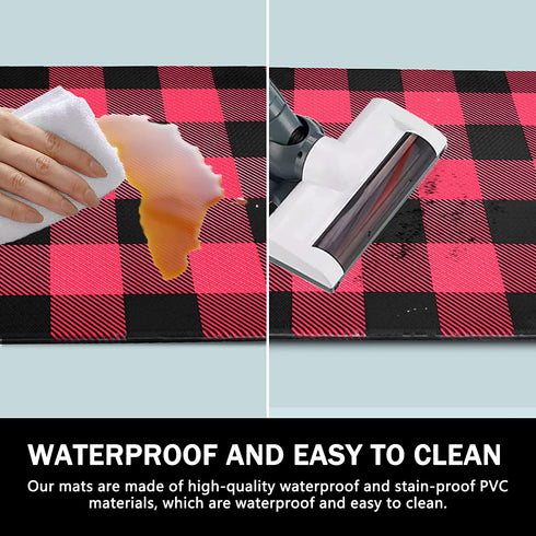 EARTHALL Kitchen Mat Cushioned Anti-Fatigue Floor Mat, 17.7"x59", Waterproof Non-Slip Red Buffalo Plaid Kitchen Rug Runner Ergonomic Comfort Standing Mat for Kitchen, Home, Office, Sink, Laundry, Desk