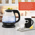 Elite Gourmet EKT1001B Electric BPA-Free Glass Kettle, Cordless 360° Base, Stylish Blue LED Interior, Handy Auto Shut-Off Function Quickly Boil Water for Tea & More, 1L, Graphite Black