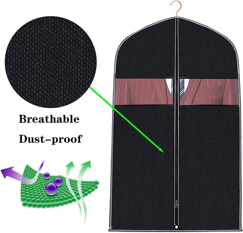 Garment Bag Suit Bag for Travel and Storage, Breathable 40 inch Suit Jacket Covers Clothes Bags with Clear Window Dust Proof Protector for Suit Coat, Jacket (40˜™ x 24˜™ - 5 pcs)