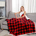 Bobor Buffalo Plaid Throw Blanket for Couch Bed, Sherpa Fleece Red Black Checker Plaid Pattern Decorative Throw Blanket, Super Soft Comfortable Lightweight Fuzzy Blanket