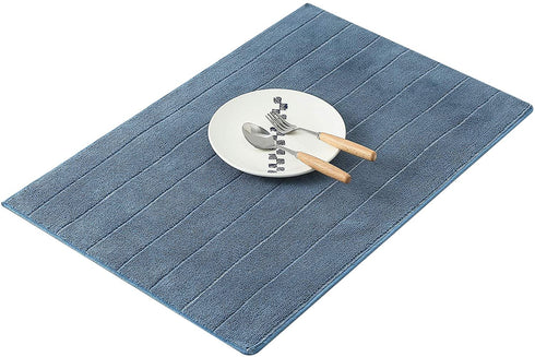 Microfiber Kitchen Towels - Super Absorbent, Soft and Solid Color Dish Towels, 8 Pack (Stripe Designed Blue and White Colors), 26 x 18 Inch