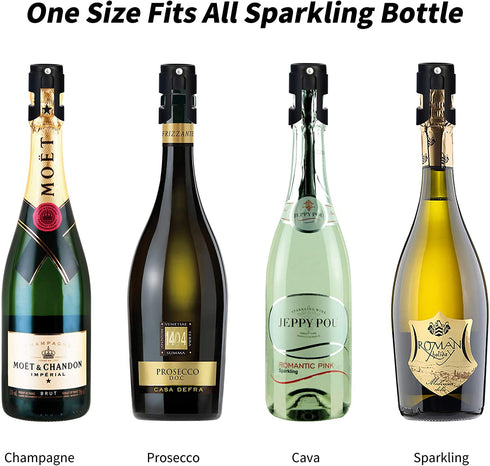 OWO Champagne Stopper with Stainless Steel, Professional Bottle Sealer for Champagne, Cava, Prosecco & Sparkling Wine, Champagne Saver Plug with Food Grade Silicone (1pack)