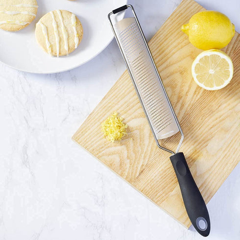 GRACE & GRIND Lemon Zester Grater for Kitchen Accessories - Premium Stainless Steel Grater for Parmesan Cheese, Citrus, Garlic, Carrot, Vegetables and Fruits with Non Slip Handle and Cover