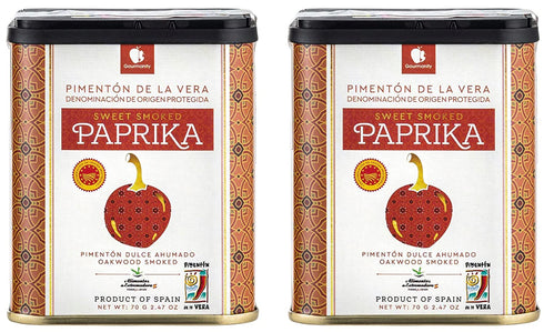 Gourmanity 70g Sweet Smoked Spanish Paprika Tin Pack 2, Pimenton De La Vera Dulce, Sweet Smoked Paprika Powder, Smoked Paprika Seasoning, Sweet Paprika Powder, Sweet Spanish Smoked Paprika Pimenton