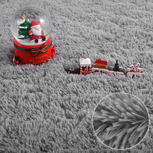 Chicrug Fluffy Round Area Rugs for Girls Bedroom, 4x4 Feet Shaggy Circle Area Rug for Living Room, Soft Fuzzy Carpets for Princess Room, Cute Rug Kids Circular Playmats for Baby Nursery Home, Grey