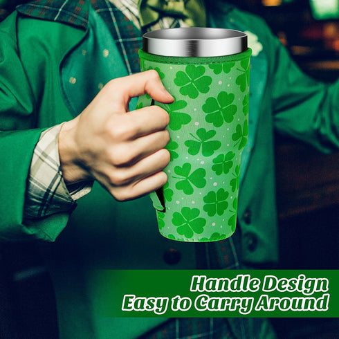 7 Pieces Reusable Iced Coffee Cup Sleeve Neoprene Insulated Cup Sleeves Tumbler Cup Drinks Sleeve Holder Drinks Cover Holder with Handle for Cold Hot Beverages Holiday Party Supplies, 30 Oz