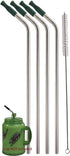 4 JUMBO 14" Stainless Steel 100 oz Straw + 4 Silicone Tips HUGE SUPER LONG Drinking Wide Insulated Whirley Travel Mug FOAM Truck Stop Cup (4 Jumbo Straws)