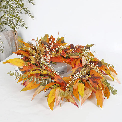 Fall Wreaths for Front Door - 24 inch Farmhouse Wreath Eucalyptus Autumn Berry Magnolia Outside Indoor Decor Large Harvest Crafts Wreaths Rustic Thanksgiving Halloween