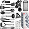Kitchen Cooking Utensils Set 24 Nylon and Stainless Steel Utensil Set, Non-Stick and Heat Resistant Cooking Utensils Set, Kitchen Tools, Useful Pots and Pans Accessories and Kitchen Gadgets (Black)