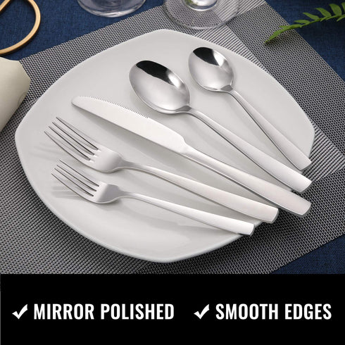 Hiware 24-Piece Silverware Set for 4, Stainless Steel Flatware Cutlery Set, Kitchen Utensils Set, Tableware Set For Home Kitchen Restaurant Hotel, Includes Knives Forks Spoons, Dishwasher Safe