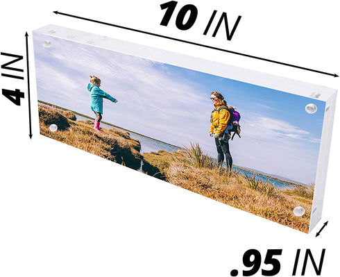 DuraClear 4x10 Inches AAA Grade Acrylic Picture Frame, Thick and Heavy Frameless Block Display