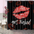 Basmaor Funny Get Naked Shower Curtain Red Lips Shower Curtain with 12 Hooks, Funny Bathroom Shower Curtain, Red and Black Bath Shower Curtain for Bathroom, 69" x 70" inches