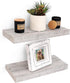 Under.Stated Floating Wall Shelves, 16 Wall Mounted Hanging Shelf Set for Living Room, Office, Kitchen, Bathroom &, Perfect Home Room Wall Decor, Rustic Pattern Designed (Rustic Whitewash 16")