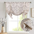 jinchan Tie Up Shade Curtains for Kitchen Living Room Damask Printed Paisley Rod Pocket Drapes Multicolor Medallion Flax Window Curtain 1 Panel 54 inches Long Grey on Beige