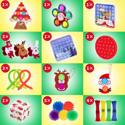 Christmas Fidget Toy Pack, Fidget Packs Christmas, Christmas Fidgets Toy Set for Kids and Adults, Christmas Party Favors, Goodie Bag Fillers