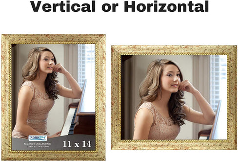 Icona Bay 11x14 Gold Picture Frame, Baroque Style Photo Frame 11 x 14, Wall Mount or Table Top, Regency Collection