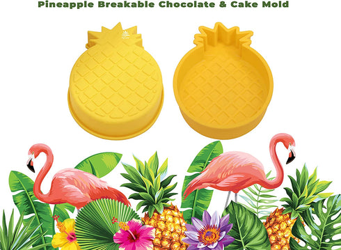 Pineapple Mold Silicone Hawaiian Chocolate Molds Summer Smash Cakes and Breakables, Cake Pan for Baking Luau, Tropical Hawaii Theme Decor and Birthdays- Large 3D Pineapple Mold, 10x7 inches