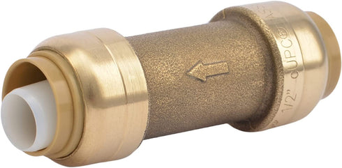 SharkBite U2008-0000LFA 1/2 inch x 1/2 inch Brass Check Valve, Push-to-Connect, Copper, PEX, CPVC