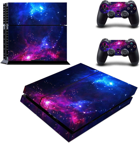 Vanknight Vinyl Decal Skin Stickers Cover for Regular PS4 Console Playstation 4 Controllers Galaxy Space Purple