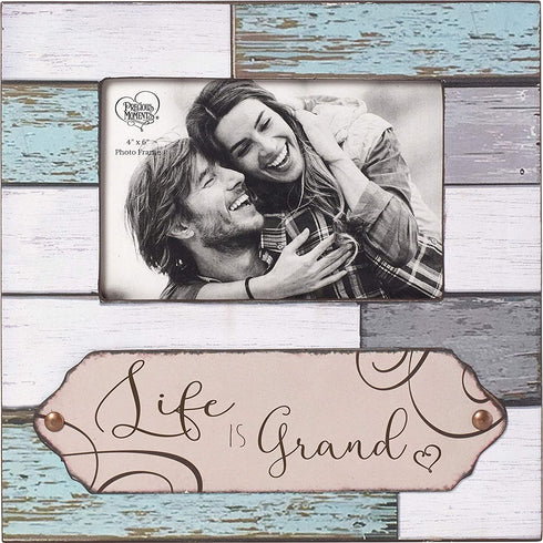 Precious Moments Farmhouse Decor Life Is Grand Wood/Glass 5 x 7 Photo Frame 189908