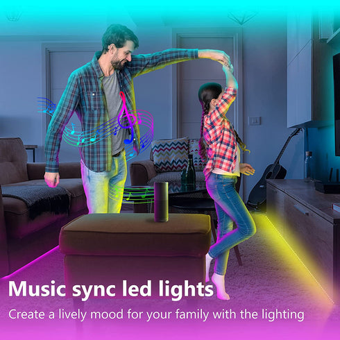 Gupup Bluetooth LED Strip Lights 50ft,Color Changing LED Lights for Bedroom,Built-in-Mic,Music Sync LED Light Strips,Phone Smart Controlled(APP+Remote+Mic)
