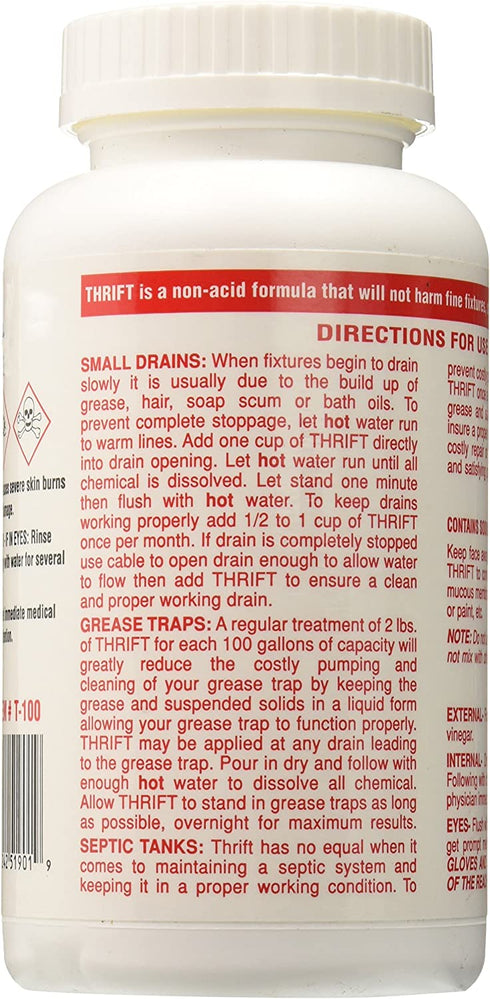 Thrift T-100 Alkaline Based 1-Pound Granular Drain Cleaner