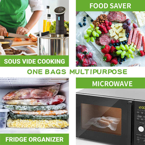 Geniusidea 8''x50' Vacuum Sealer Bags for Food Saver (2 PACK), Commercial Grade Food Saver Vacuum Sealer Bags Rolls for Meal Prep or Sous Vide, BPA Free, Microwave & Freezer Safe, Heavy-Duty, 100ft Total