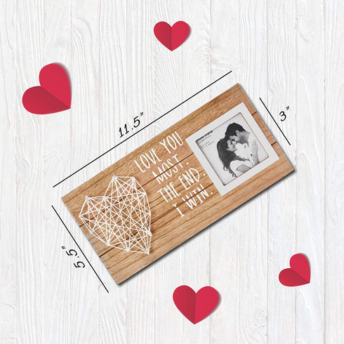 Vilight Boyfriend Girlfriend Couples Romantic Picture Frame - Love You Most the End I Win - Gifts for Him Her Rustic Sign for 3x3 Photo