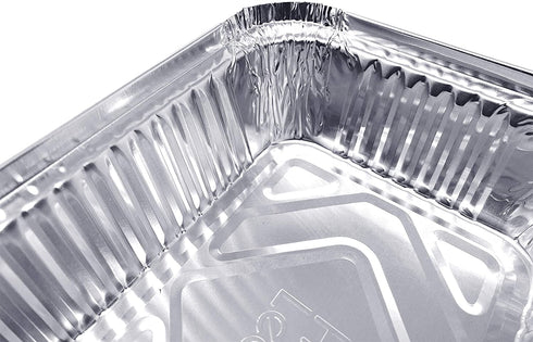 (50 Pack) Premium 1.5-LB Takeout Pans with Lids l Medium 7" x 5" x 2" l Heavy Duty Disposable Aluminum Foil for Catering Party Meal Prep Freezer Drip Pans BBQ Potluck Holidays