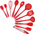 TeamFar Kitchen Utensils Set of 11, Red Silicone Cooking Utensils Spatula Set Heat Resistant For Nonstick Cookware, Perfect for Cooking Baking Mixing, Healthy & Non Scratch, Dishwasher Safe