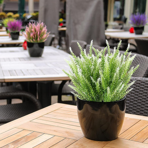 Artificial Lavender Flowers 12 Bundles Outdoor UV Resistant Fake Flowers No Fade Faux Plastic Plants Garden Porch Window Box Decorating (White)