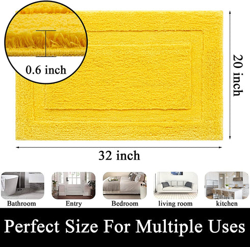 SHACOS Super Soft Bathroom Rug Bath Mat Microfiber Absorbent Non Slip Bath Rug for Bathroom Indoor Doormat Machine Washable (20"x32", Yellow)