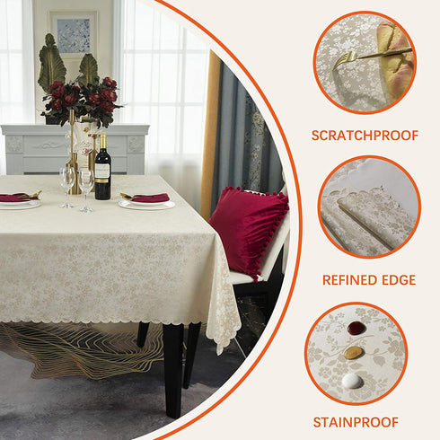 Hosonson Vinyl PU Rectangle Table Cloth 60x84 Inch - Easy Care Waterproof Oil-Proof Stain Proof Decoration Tablecloth - Reusable Wipable Heavy Duty Table Cover