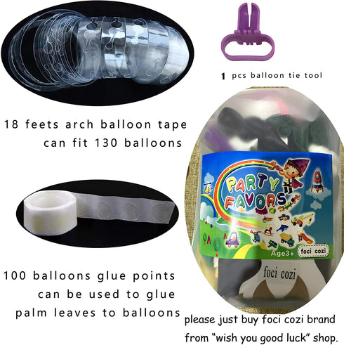 foci cozi 148 Pack Jungle Safari Theme Party Decorations Set?148 latex balloons, 12 Green Palm Leaves, 1 banner 4 cake topper 16 feets Arch Balloon strip tape, 1 Balloon tying tools Safri party Supplies Favors for Kids Boys Birthday Baby Shower Decor