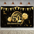 50th Anniversary Decorations, Extra Large Fabric Black Gold Sign Poster for 50th Anniversary Backdrop Photo Booth Background Banner 50th Birthday Party Supplies