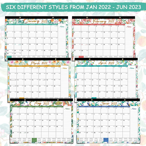 2022-2023 Desk Calendar €“ 18 Monthly Large Desk / Wall Calendar 2022 Planner, Jan 2022 - Jun 2023, 12'' x 17" Tearable Desk Calendar 2022, Corner Protectors, Hanging Holes, Ample Lined Blocks ? Notes