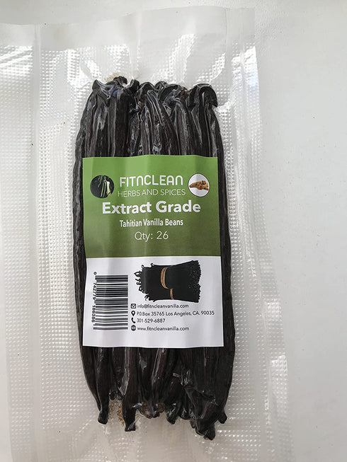 26 Tahitian Vanilla Beans Grade B Extract Exclusive Bulk|4"-6" Whole Natural Raw NON-GMO PODS by FITNCLEAN VANILLA