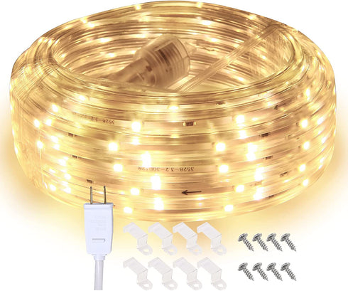 Areful LED Rope Lights, 16.4ft Waterproof Strip Light, 3000K Soft White, Flexible Indoor Outdoor Decorative Lighting for Home Christmas Holiday Garden Patio Party