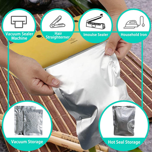 50 PCS 1 Gallon Mylar bags for food storage, Heat Sealable Bags Storage Bags for Food, Coffee Beans, tea, grains, etc. Smell Proof Bags( 9.8 x 13.7 Inch )