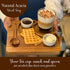 Small Wood Tray for Eating - Individual Acacia Wood Serving Tray - Natural Wooden Plate for Food & Drinks - Small Wooden Tray for Breakfast - Tea Coffee and Snacks - with Acacia Spoon