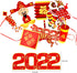 HOWAF 2022 Chinese New Year Hanging Decorations, 30pcs Red Gold Chinese New Year Hanging Swirls and Lion Dance Lantern Firecracker Tiger Banner Set for Spring Festival New Year Home Party Decorations