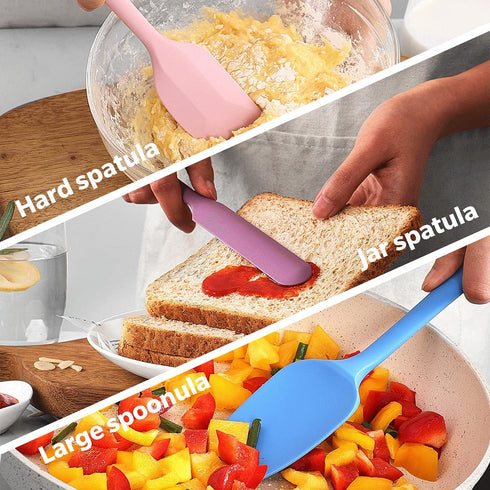 Wanbasion Multicolour Dark 5 Piece Silicone Spatula Set Heat Resistant, Kitchen Silicone Spatula Utensil Set, Rubber Spatulas for Nonstick Cookware for Cooking Baking Mixing